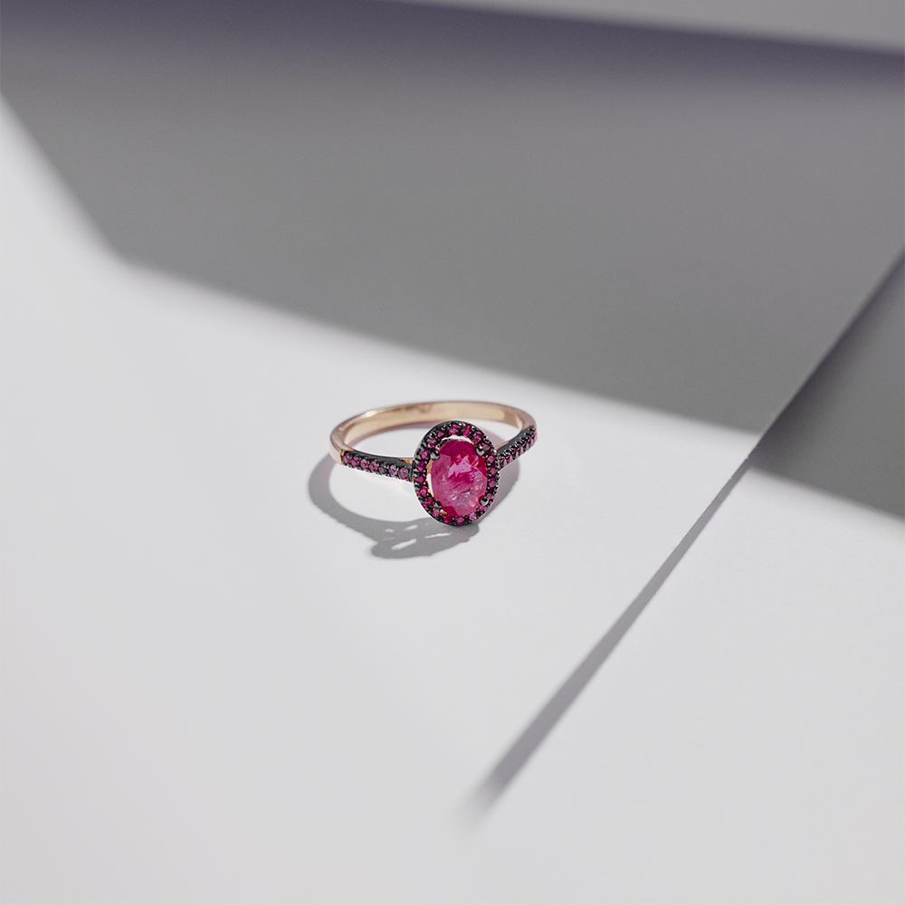 Anillo SERENITY Rodio Rubís y Rubí Oval OA