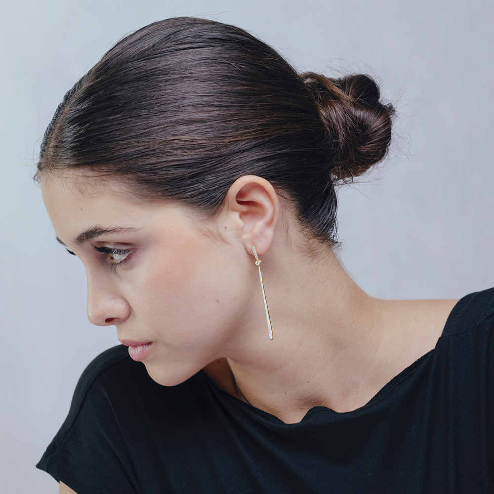Pendientes LYDIA Brillantes y Esmalte Blanco OA