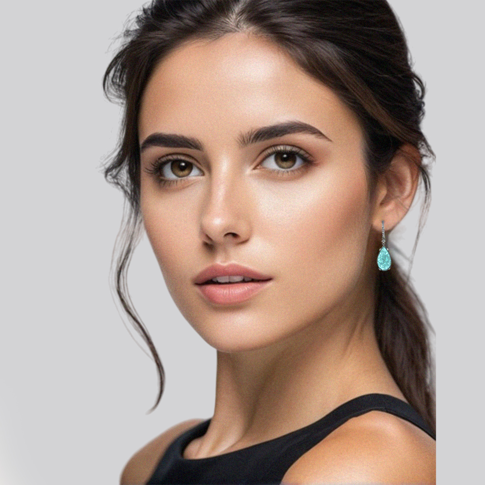 Pendientes BRIOLETTE Calcedonia azul claro talla pera y criollas brillantes OB