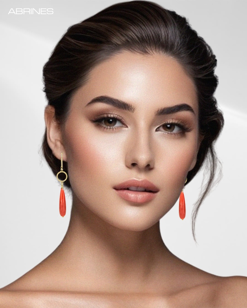 Pendientes FLORIS Círculo Eternity brillantes y pimiento coral OA