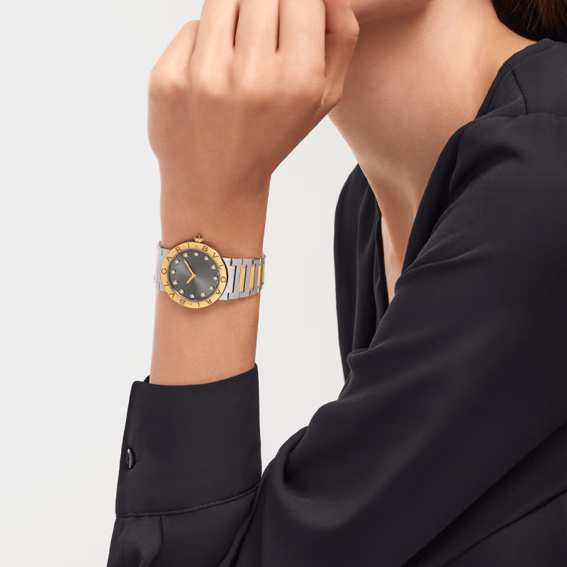 BVLGARI Bvlgari-Bvlgari steel-gold esf.grey y diam.33mm 104196