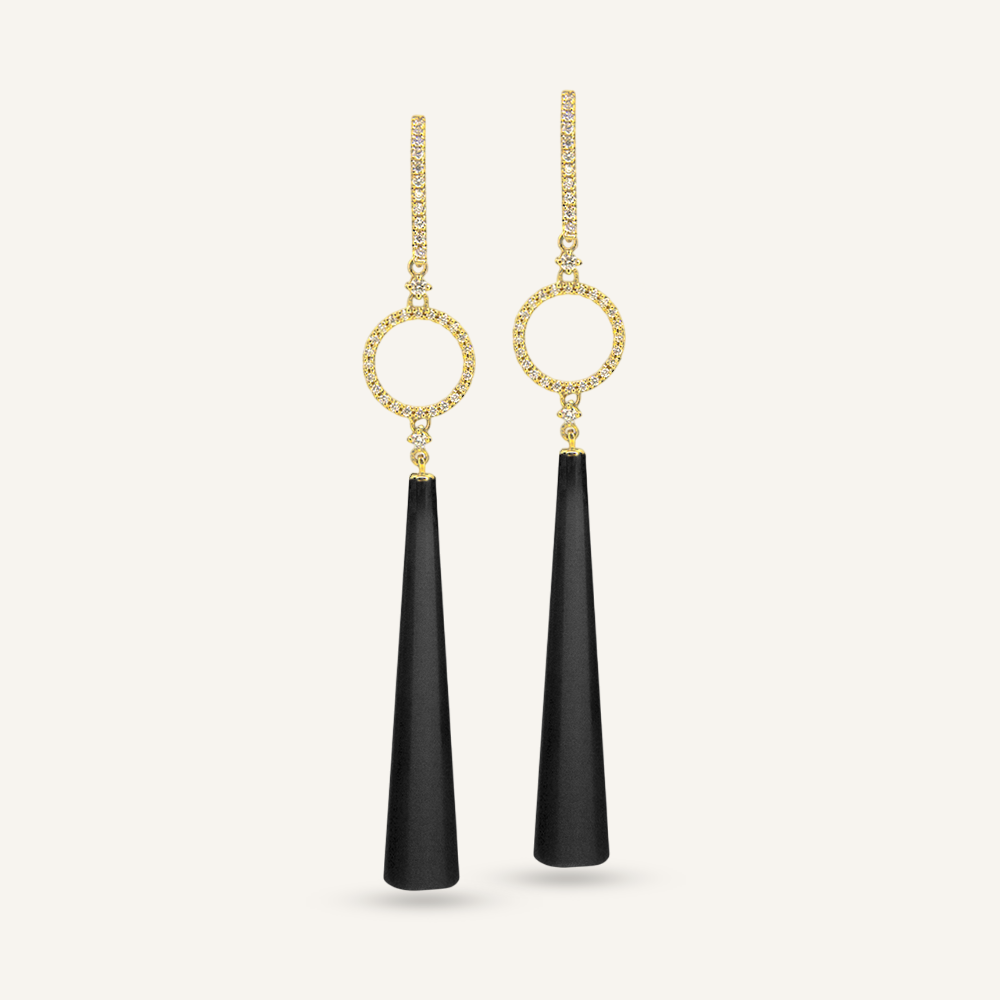 Pendientes FLORIS Círculo Eternity brillantes y pimiento onix facetado OA