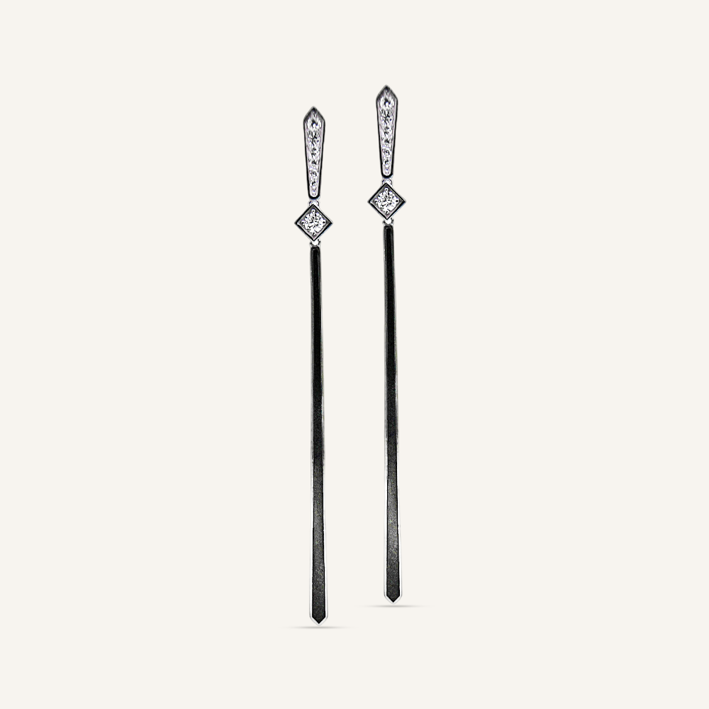 Pendientes LYDIA Brillantes y Esmalte Negro OB