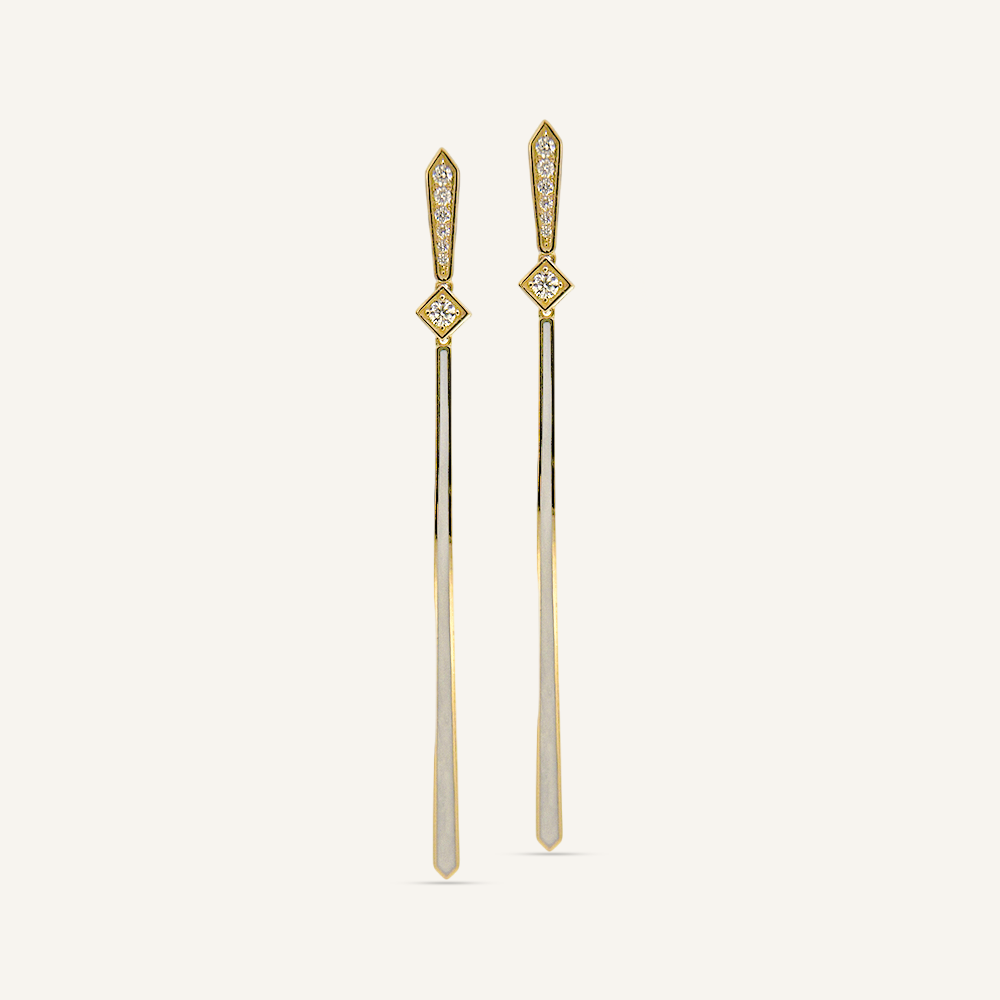 Pendientes LYDIA Brillantes y Esmalte Blanco OA