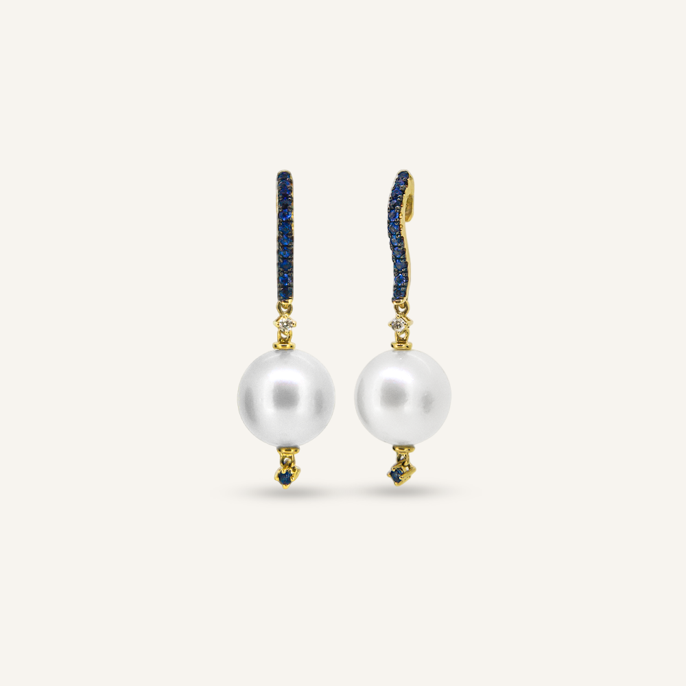 Pendientes FLORIS Zafiros, Brillantes y Perlas Australianas OA