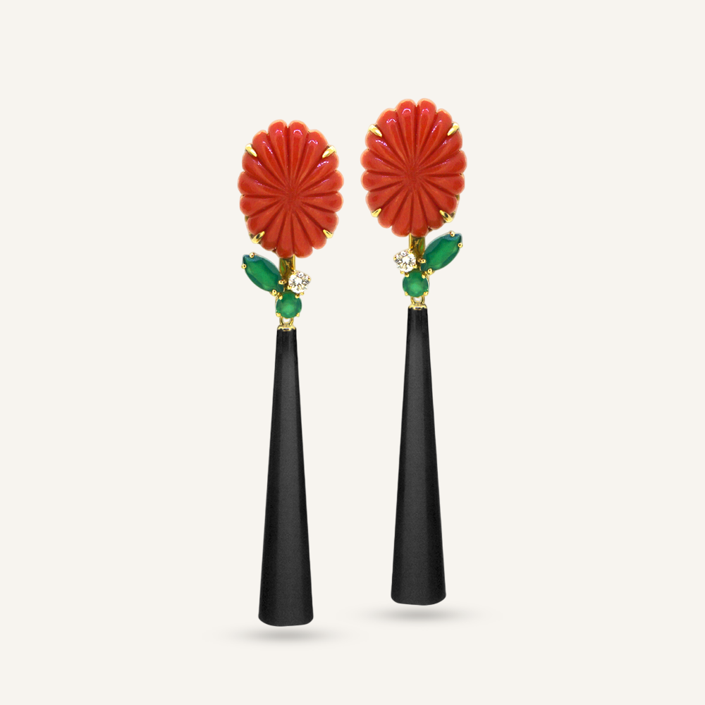 Pendientes FABIOLA Coral desmontable onix verde y pimiento onix OA