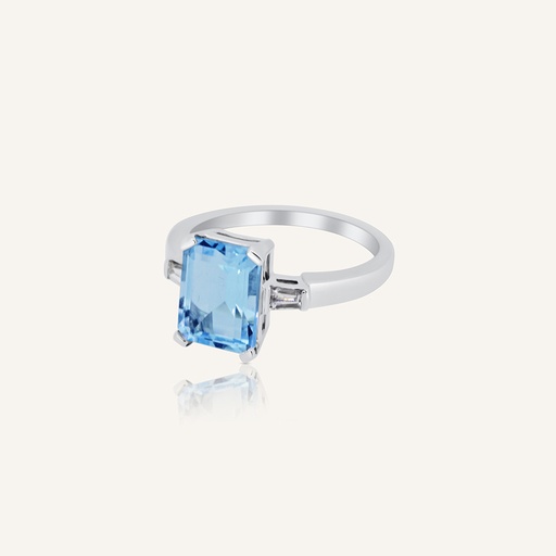 [110S11737] Anillo ENMA Topacio azul y taipes diamantes OB