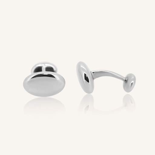 [300S9674] Gemelos plata oval corporeo pulido