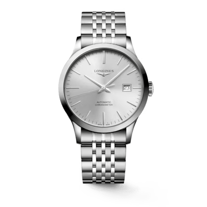 [L28214726] Longines Record 40mm "A" ac/ac esf.silvered12 index