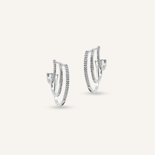 [PENDBRIG3BWG] Pendientes BRIDGE Three argollas brillantes OB