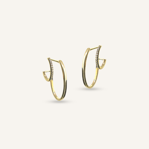 [PENDBRIG2/1B1LYG] Pendientes BRIDGE Two argollas finas 1 de brillantes y 1 lisa OA