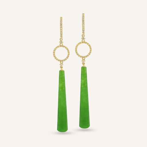 [PENDFLORETJADEYG] Pendientes FLORIS Círculo Eternity brillantes y pimiento jade facetado OA