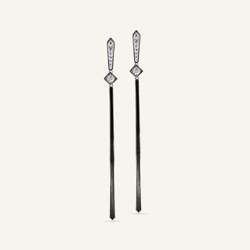 [PENDLYDBRNGWG] Pendientes LYDIA Brillantes y Esmalte Negro OB