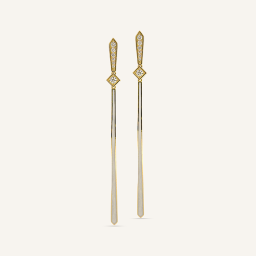 [PENDLYDBRBLYG] Pendientes LYDIA Brillantes y Esmalte Blanco OA
