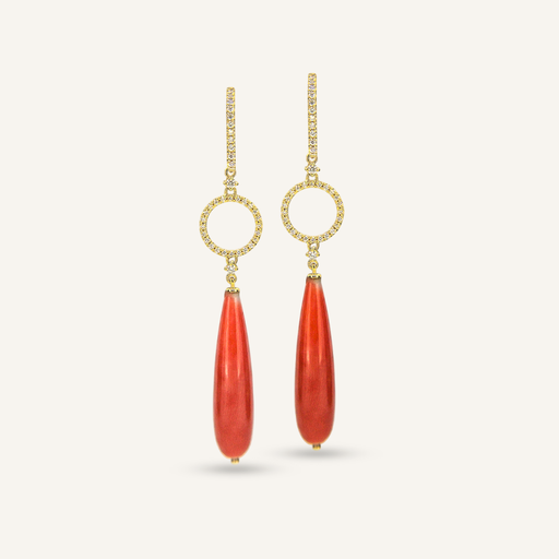 [108S12325] Pendientes FLORIS Círculo Eternity brillantes y pimiento coral OA